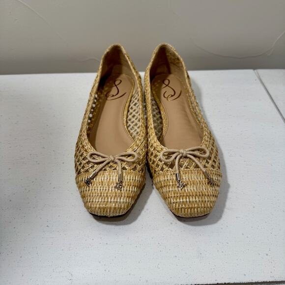 Sam Edelman Ballet Flats Women's 7.5 Woven Raffia Bow Beach Boho - Picture 6 of 16